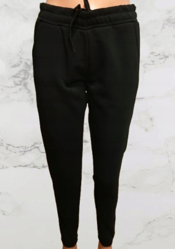 SPODNIE DRESOWE ocieplane damskie z kieszeniami THERMO czarne 2XL