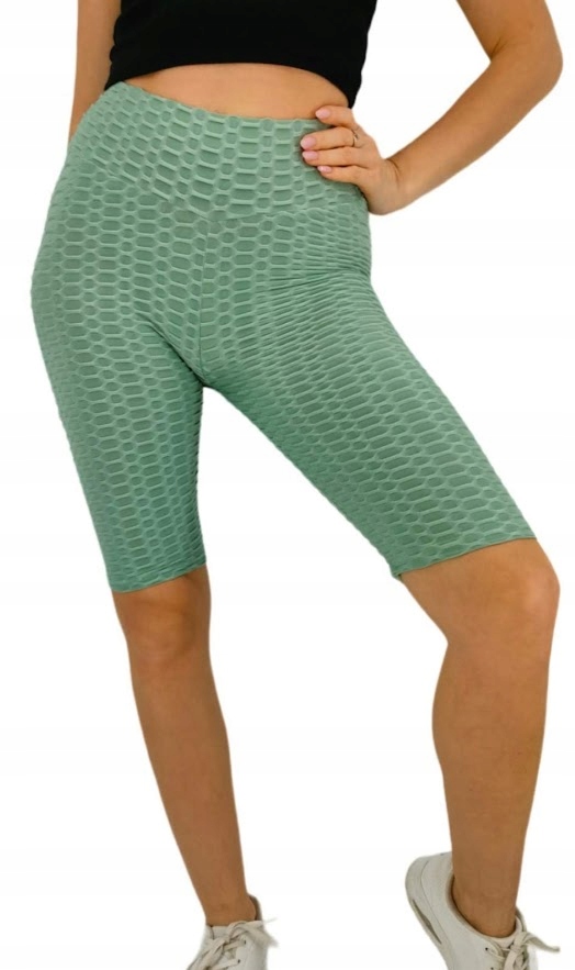 SPODENKI PUSH UP karbowane Kolarki legginsy MIEGO rozmiar S/M ZIELONE