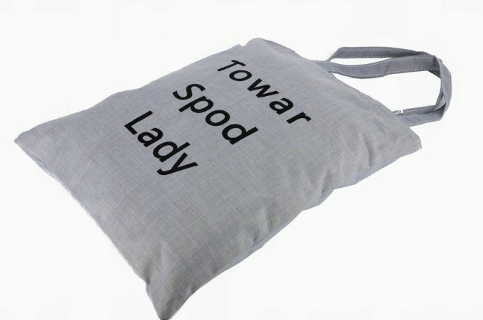 TOREBKA TORBA szara materiałowa Z zabawnym napisem ,TOWAR SPOD LADY''