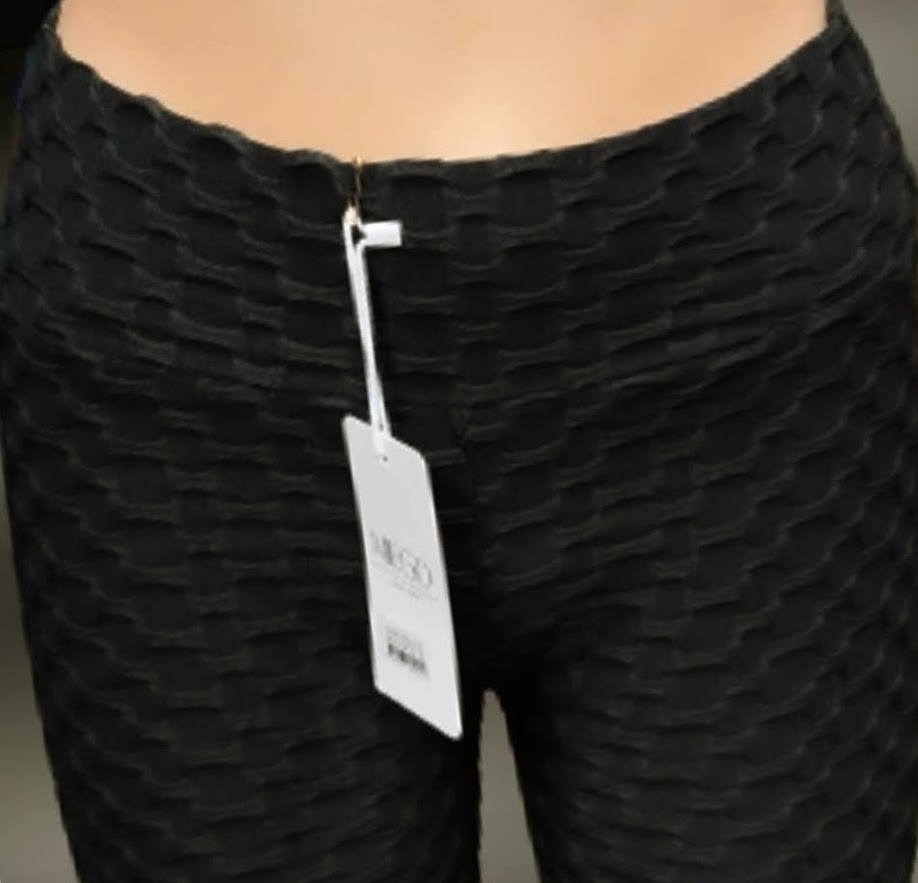 Spodnie damskie KARBOWANE black wysoki stan Push-Up S/M wyszczuplające