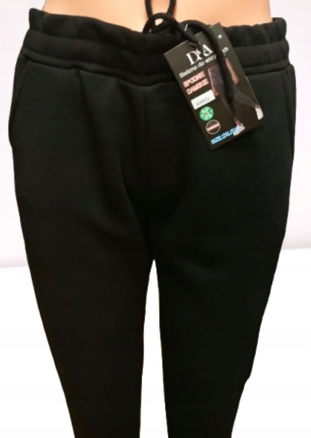 SPODNIE DRESOWE ocieplane damskie z kieszeniami THERMO czarne 2XL