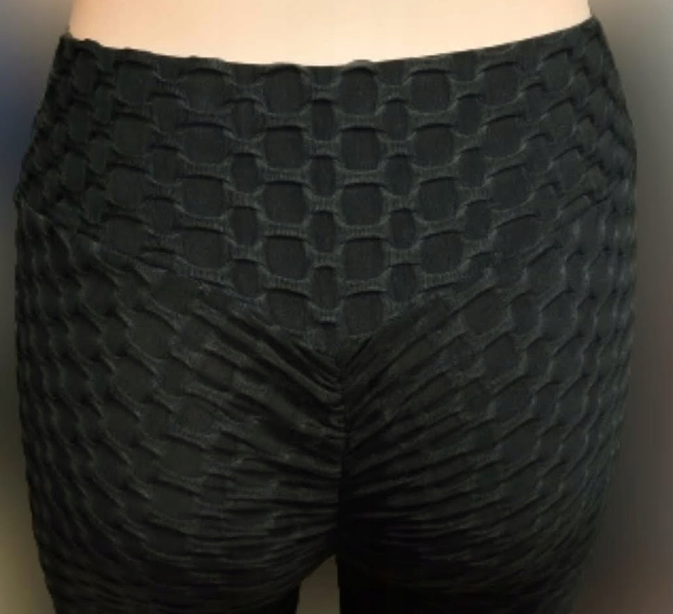 Spodnie damskie KARBOWANE black wysoki stan Push-Up S/M wyszczuplające