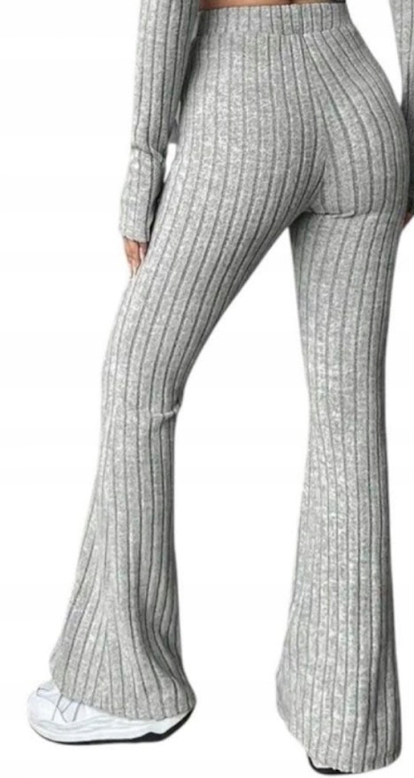 DZWONY PRĄŻKOWANE KOBIECE WYSOKI STAN WYSZCZUPLAJĄCE 2/3 SZARE