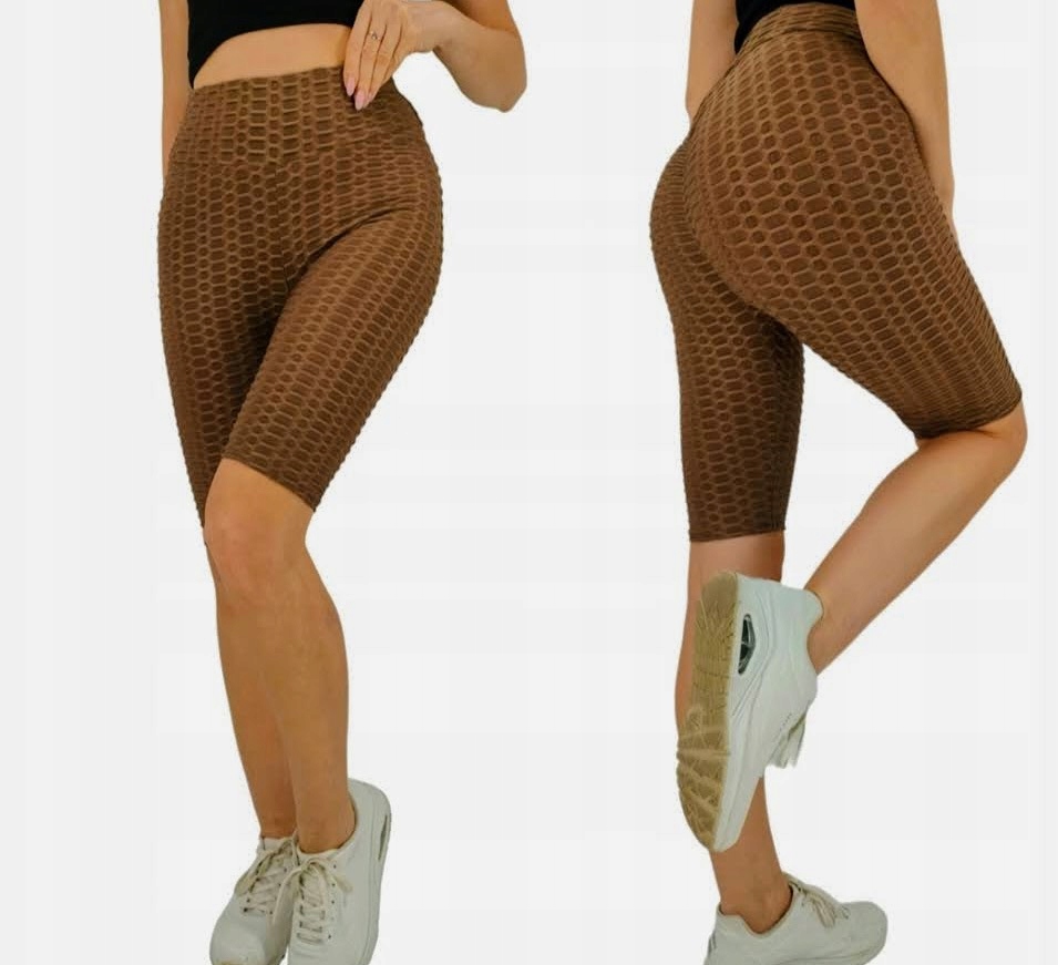 SPODENKI PUSH UP karbowane Kolarki legginsy MIEGO rozmiar L/XL BRĄZOWE