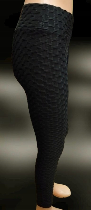 Spodnie damskie KARBOWANE black wysoki stan Push-Up S/M wyszczuplające