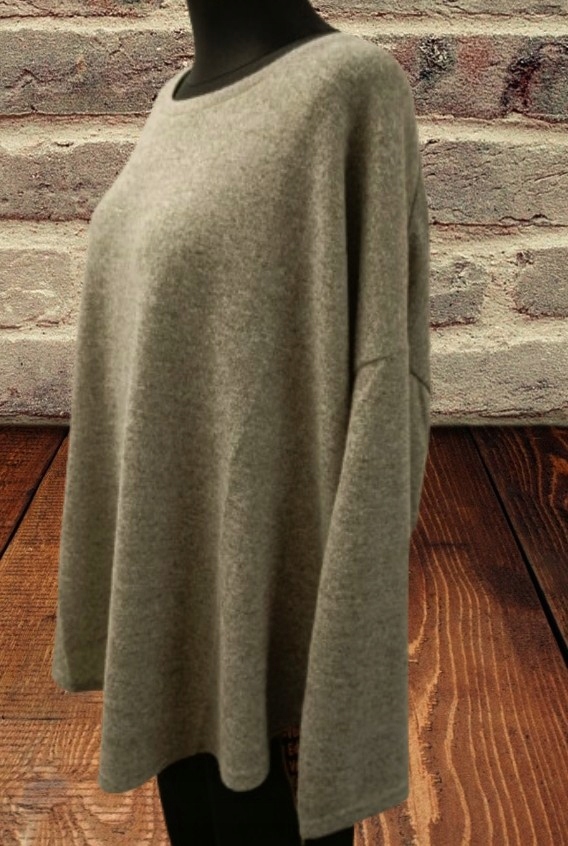 BLUZKA tunika asymetryczna BELOVED 3XL sweter oversize odcień zieleni