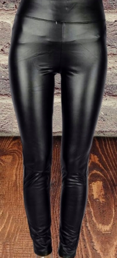 SPODNIE SKÓRZANE LEKKO OCIEPLONE MIĘKKIE CZARNE 3/4XL z wysokim stanem