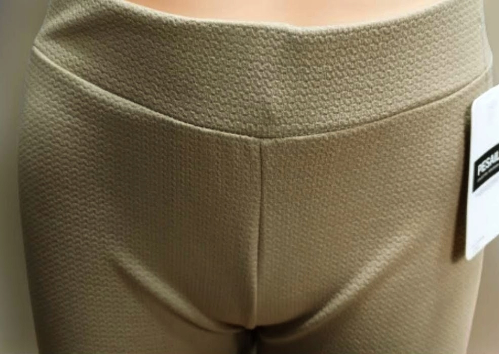 Spodnie damskie elastyczne HIT wzorek bawełna wysoki stan L/XL BEŻOWE