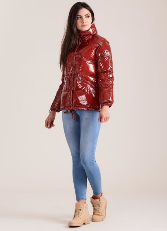 Kurtka damska BRĄZOWA lśniąca r S