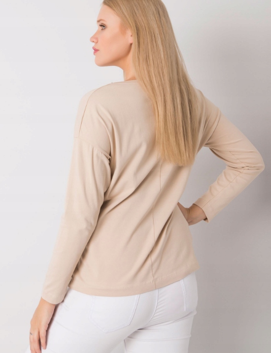 Modna bluzka plus size z nadrukiem R 48 BEŻOWA