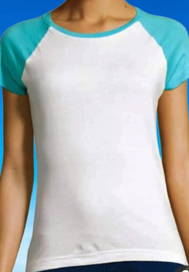 T SHIRT BLUZKA KOSZULKA DAMSKA XL BIAŁA Z LAZUREM BAWEŁNA SOL'S