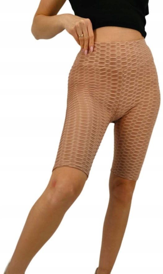 SPODENKI PUSH UP karbowane Kolarki legginsy MIEGO rozmiar L/XL BEŻOWE
