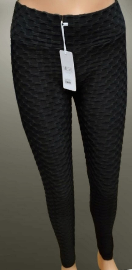 Spodnie damskie KARBOWANE black wysoki stan Push-Up S/M wyszczuplające