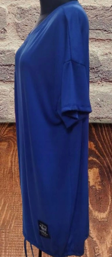 TUNIKA oversize BLUZKA PRĄŻKOWANA DAMSKA CHABROWA DUŻA 100% NATURAL