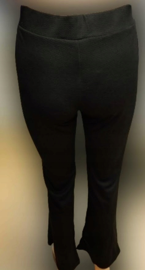 Spodnie damskie elastyczne HIT wzorek bawełna wysoki stan S/M CZARNE