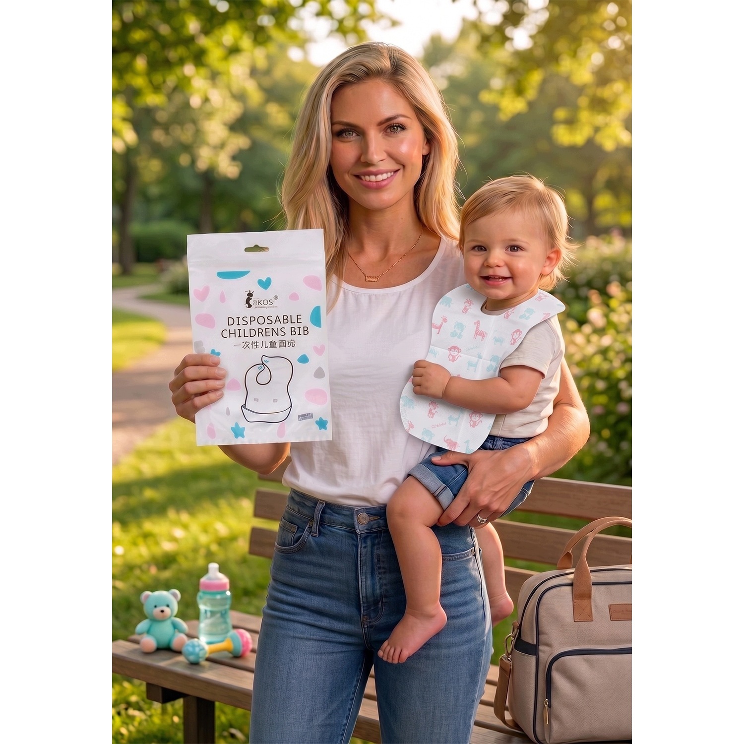 Śliniak dziecięcy ochronny jednorazowy z kieszonką, zestaw 10 szt. – zdjęcie 14