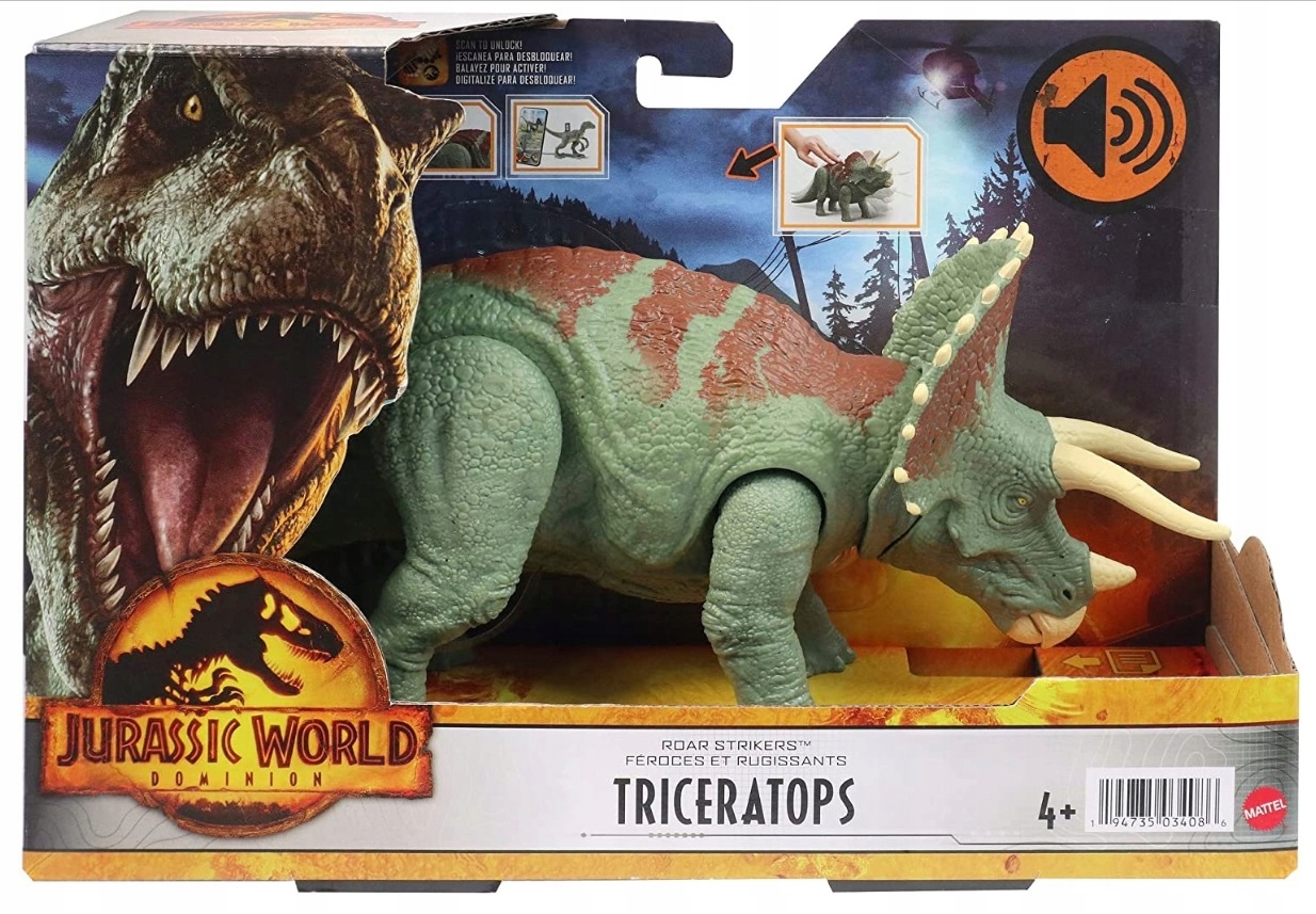 Dinoszaurusz figura Jurassic World, Mattel, Triceratops, +4 év