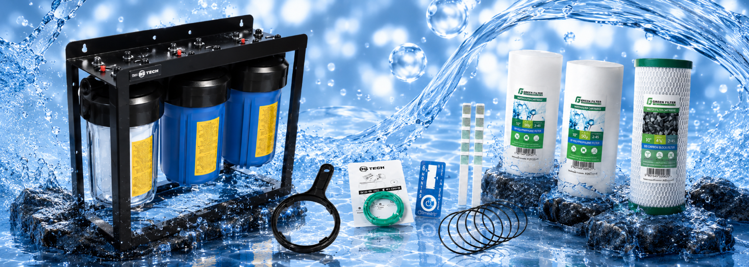 System filtracji wody Big Blue 3x10 z wkładami C10P5B i C10CBB