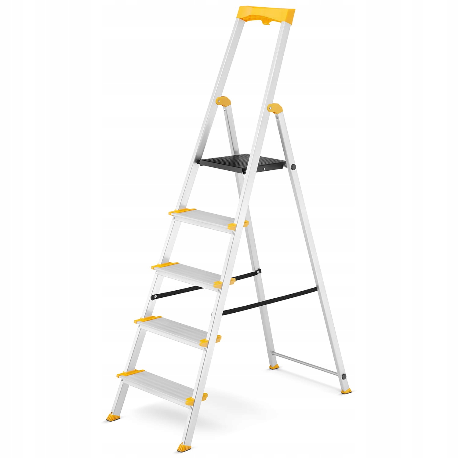 Drabina aluminiowa jednostronna 5 stopniowa DRABEST MAX szerokie stopnie — 2