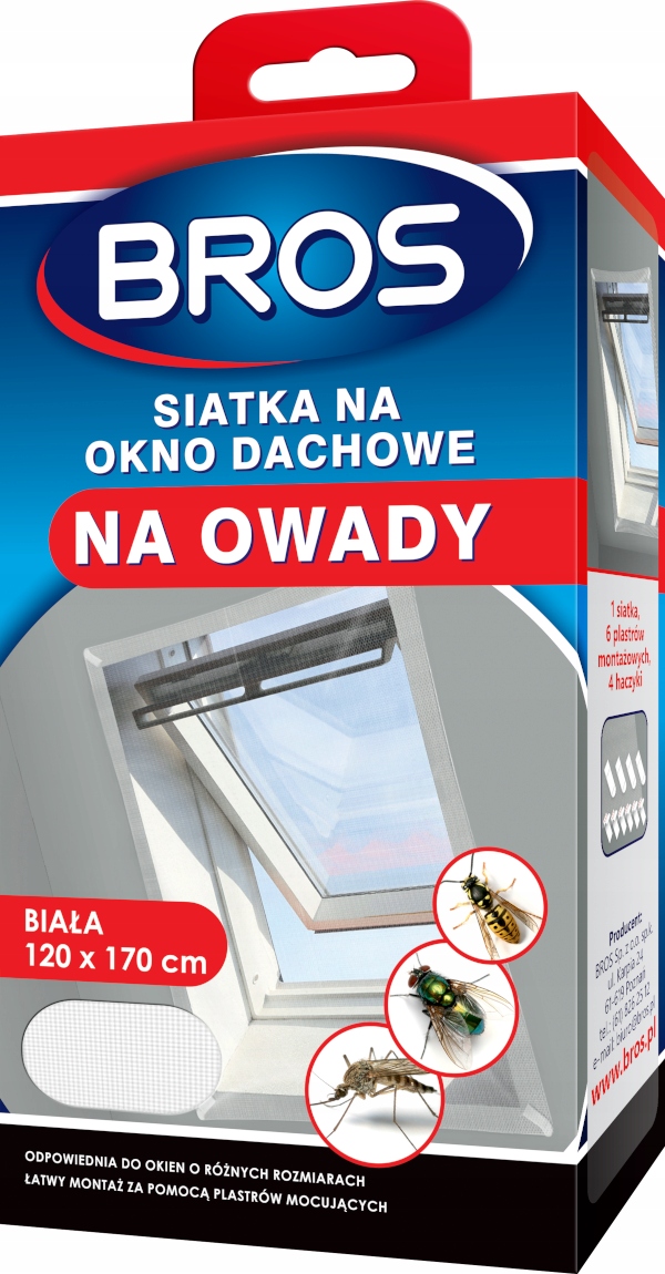 BROS Siatka na okno dachowe 120x170 - biała