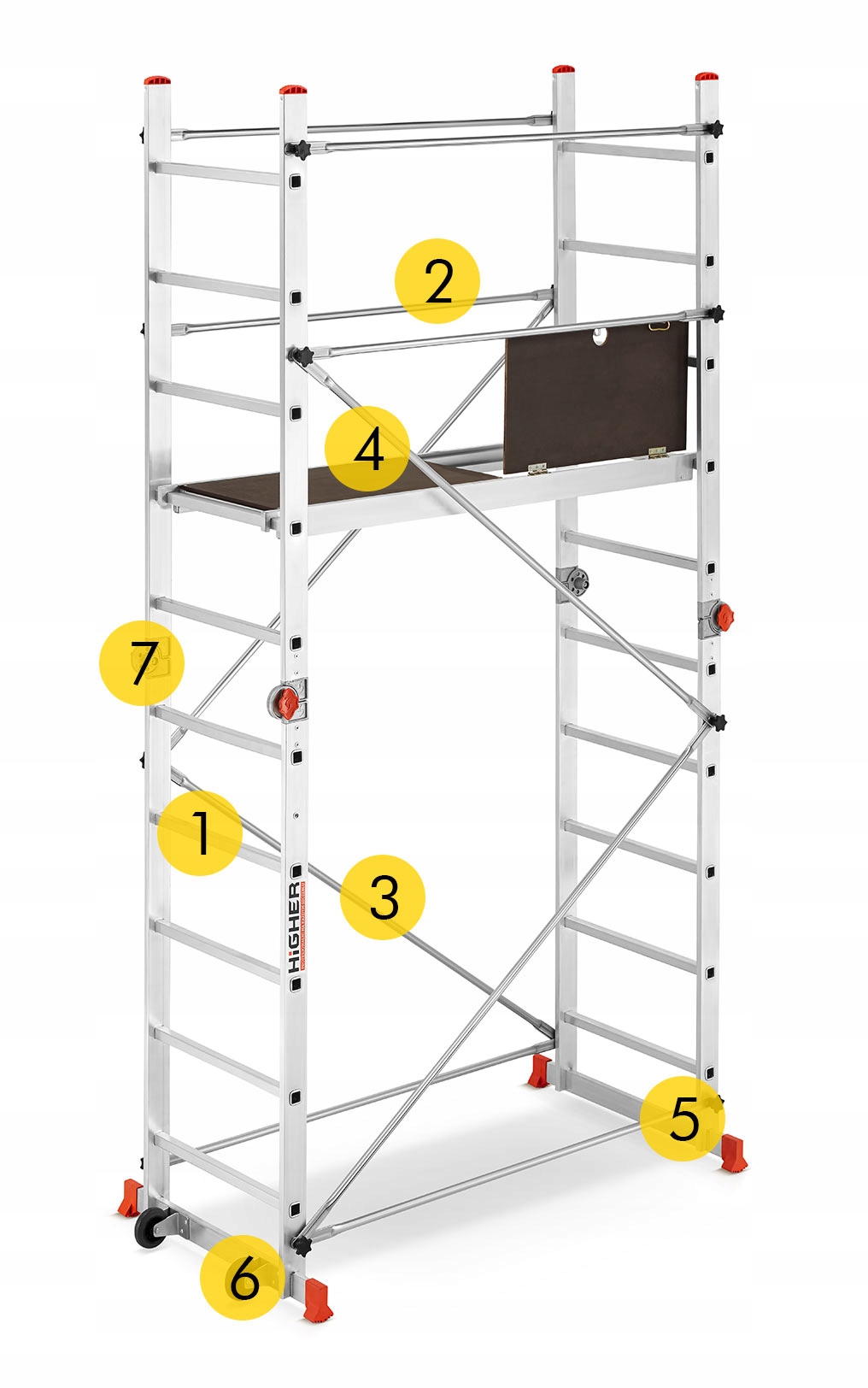 Rusztowanie aluminiowe przegubowe jezdne HIGHER Acro-Twin 3,90m 4w1 — 14