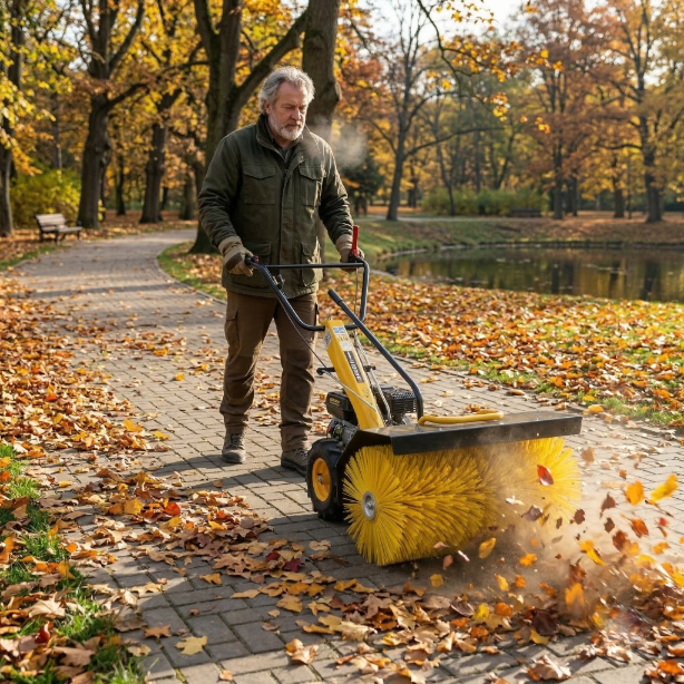 Zamiatarka odśnieżarka spalinowa traktorek z napędem dzik HIGHER 6,5 KM Loncin 196cc — 5