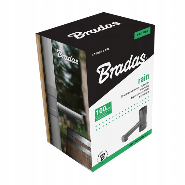 Zbieracz, łapacz wody deszczowej z zaworem, BRADAS 100mm, Brązowy — 4