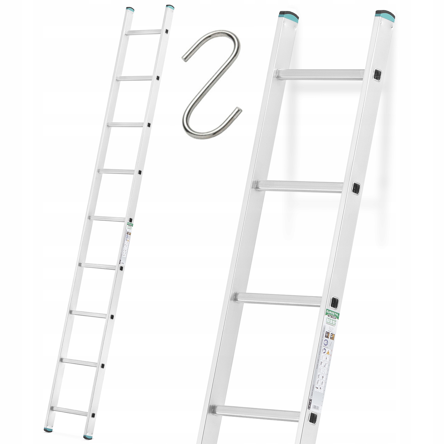 Drabina aluminiowa przystawna ALOSS mocna TUV 1x9 - 2,56m