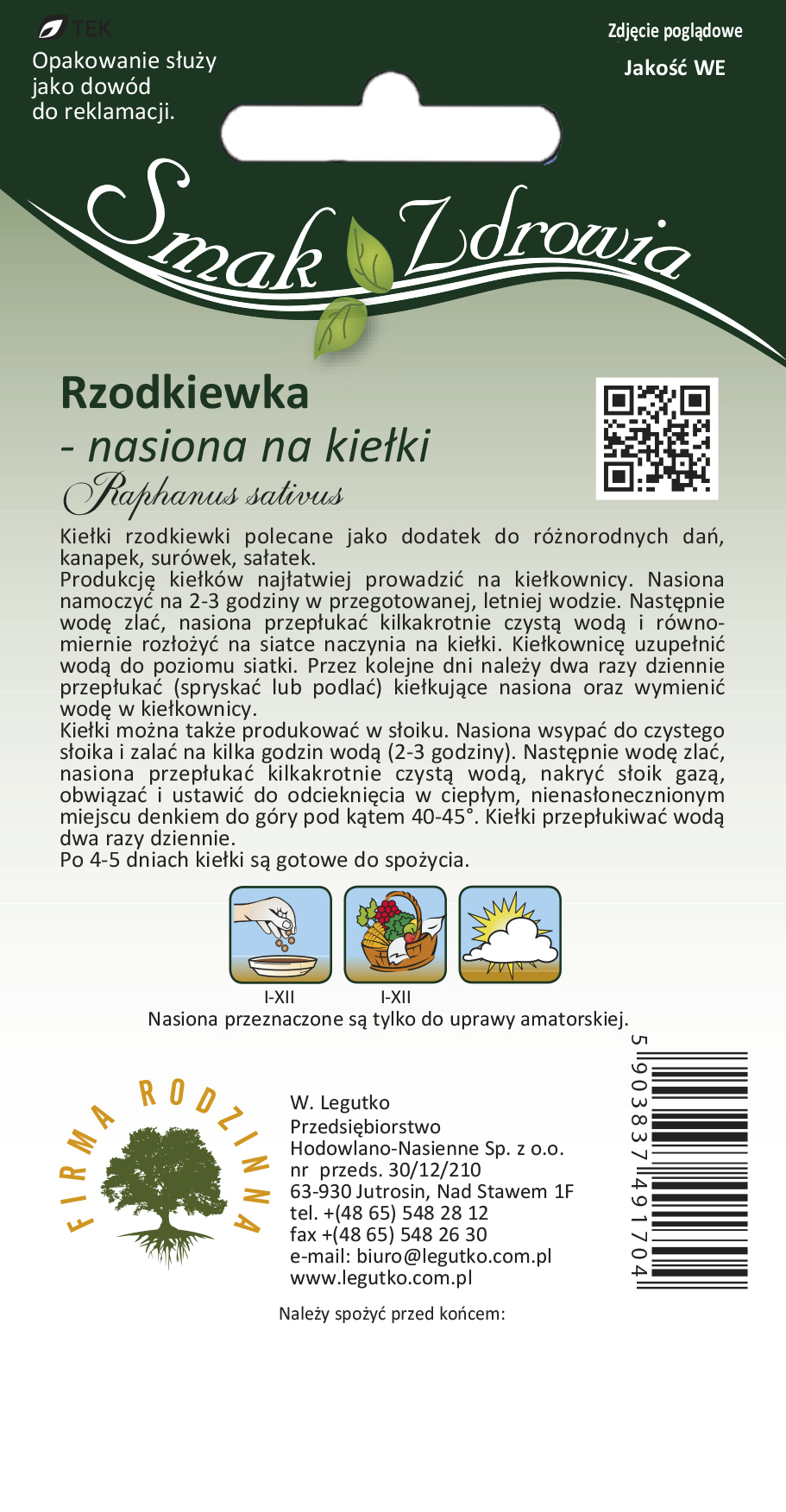 Nasiona na kiełki, rzodkiewka, 20g — 2