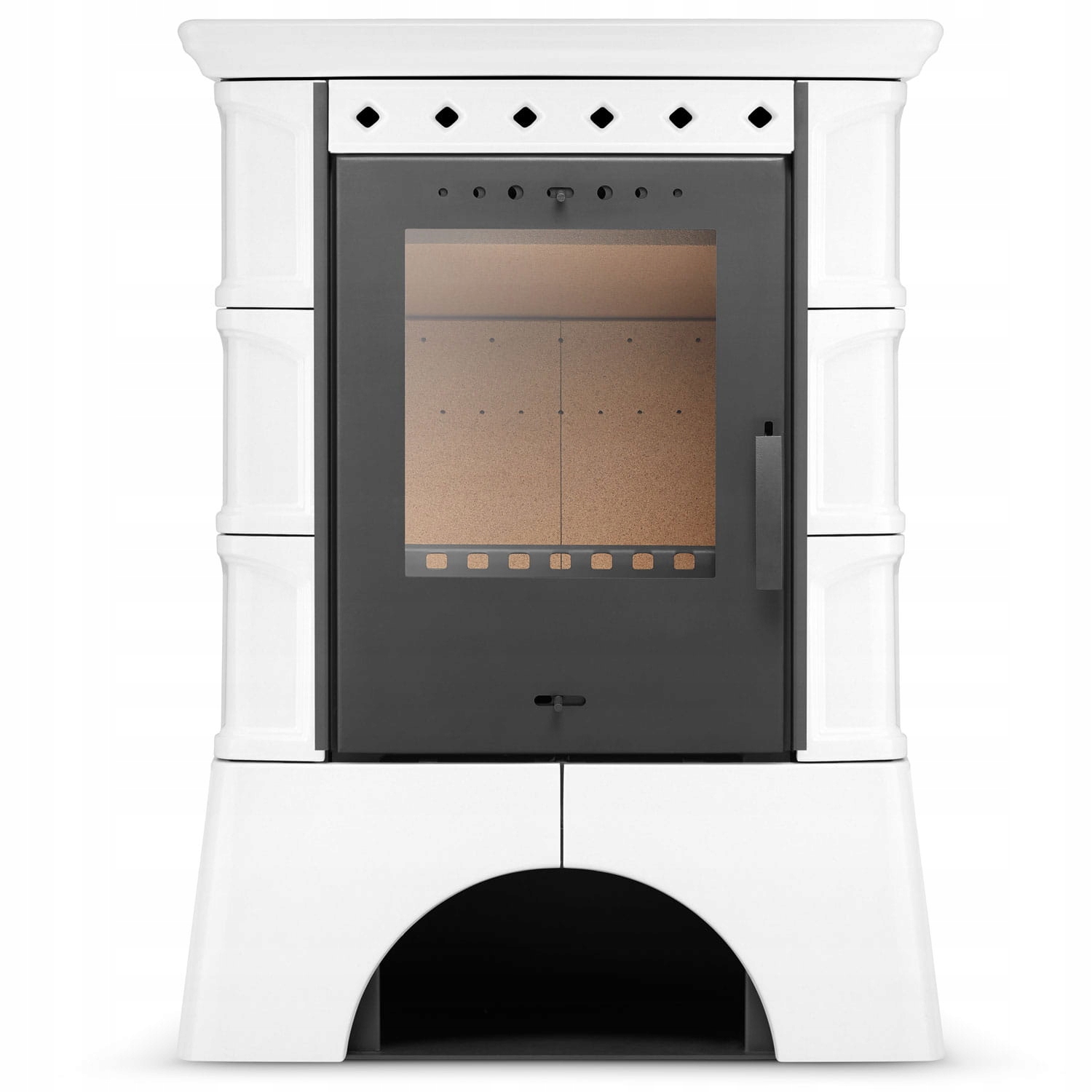 Piec kominek kaflowy wolnostojący koza ATOL 10 kW kolor ivory — 2
