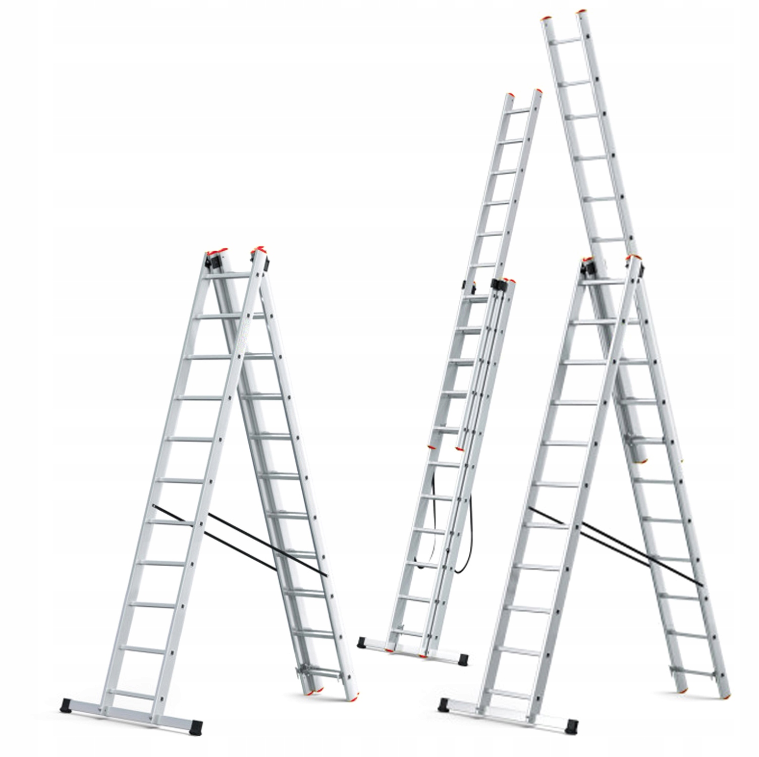 Drabina aluminiowa wielofunkcyjna 3x11 HIGHER na schody PRO + GRATIS