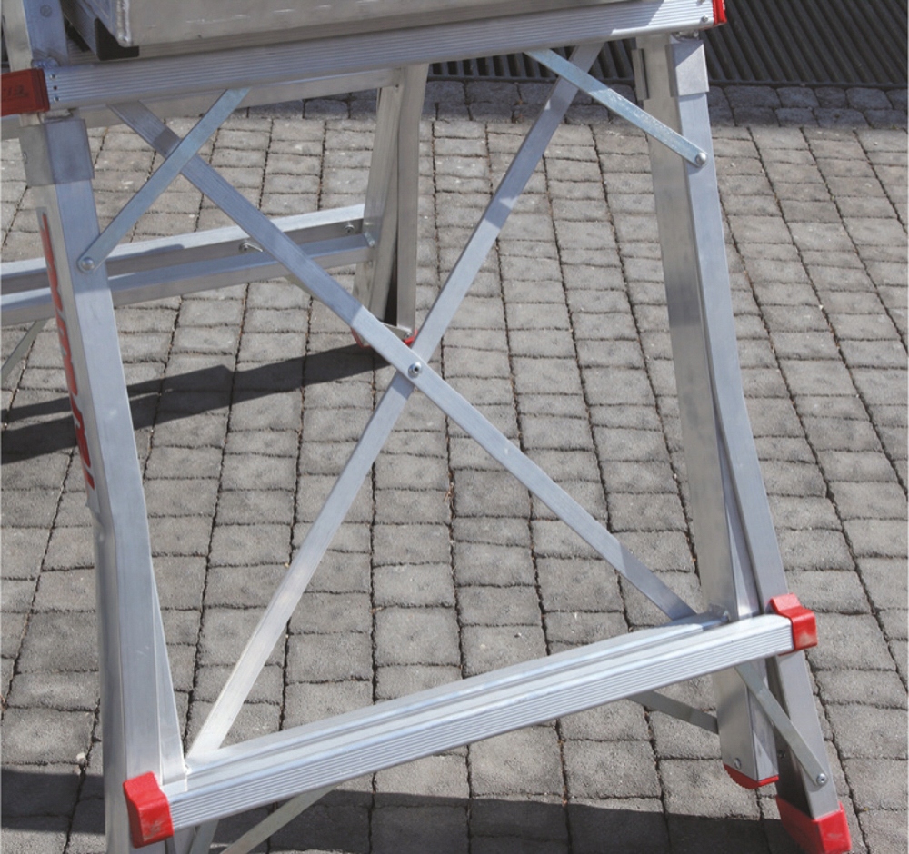 Drabina aluminiowa z platformą, podest roboczy FARAONE PLS5 składana PRO — 12