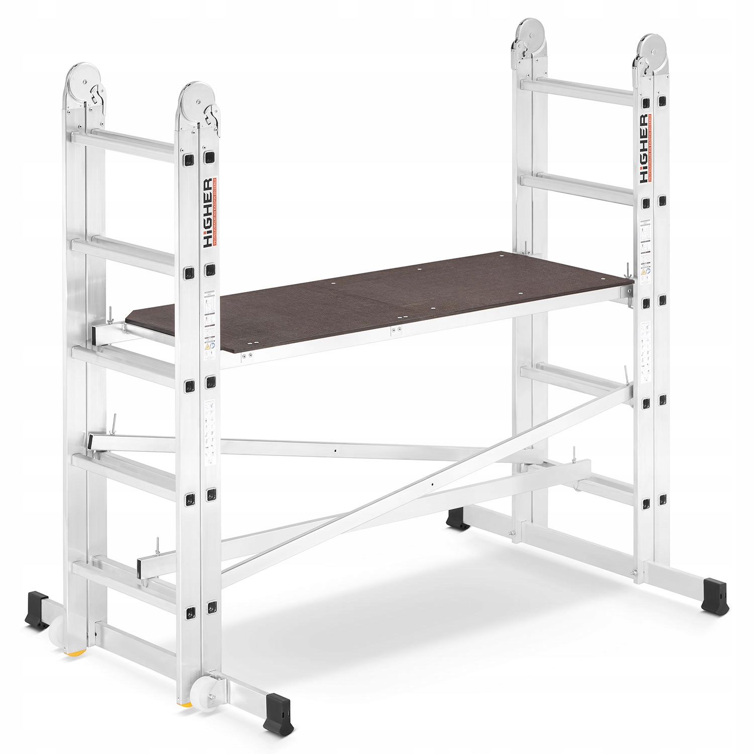 Rusztowanie aluminiowe drabinowe przegubowe jezdne HIGHER DR 2x5 4,0m 150kg — 5