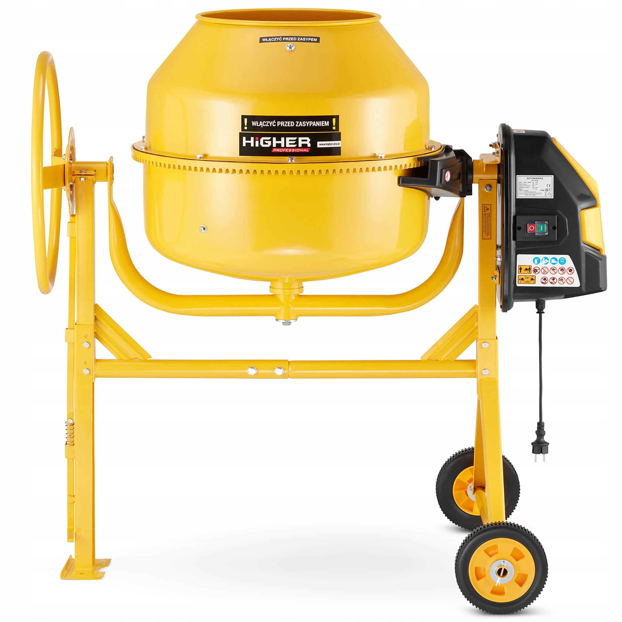 Betoniarka budowlana HIGHER mieszarka 160L 1300W 230V żeliwny wieniec — 5