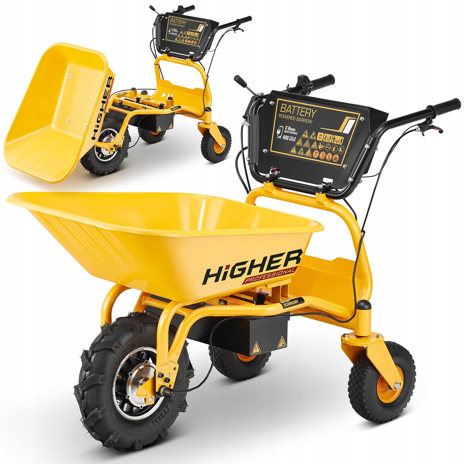 Taczka ogrodowa elektryczna budowlana wozidło HIGHER 500W 150kg 120L 48V