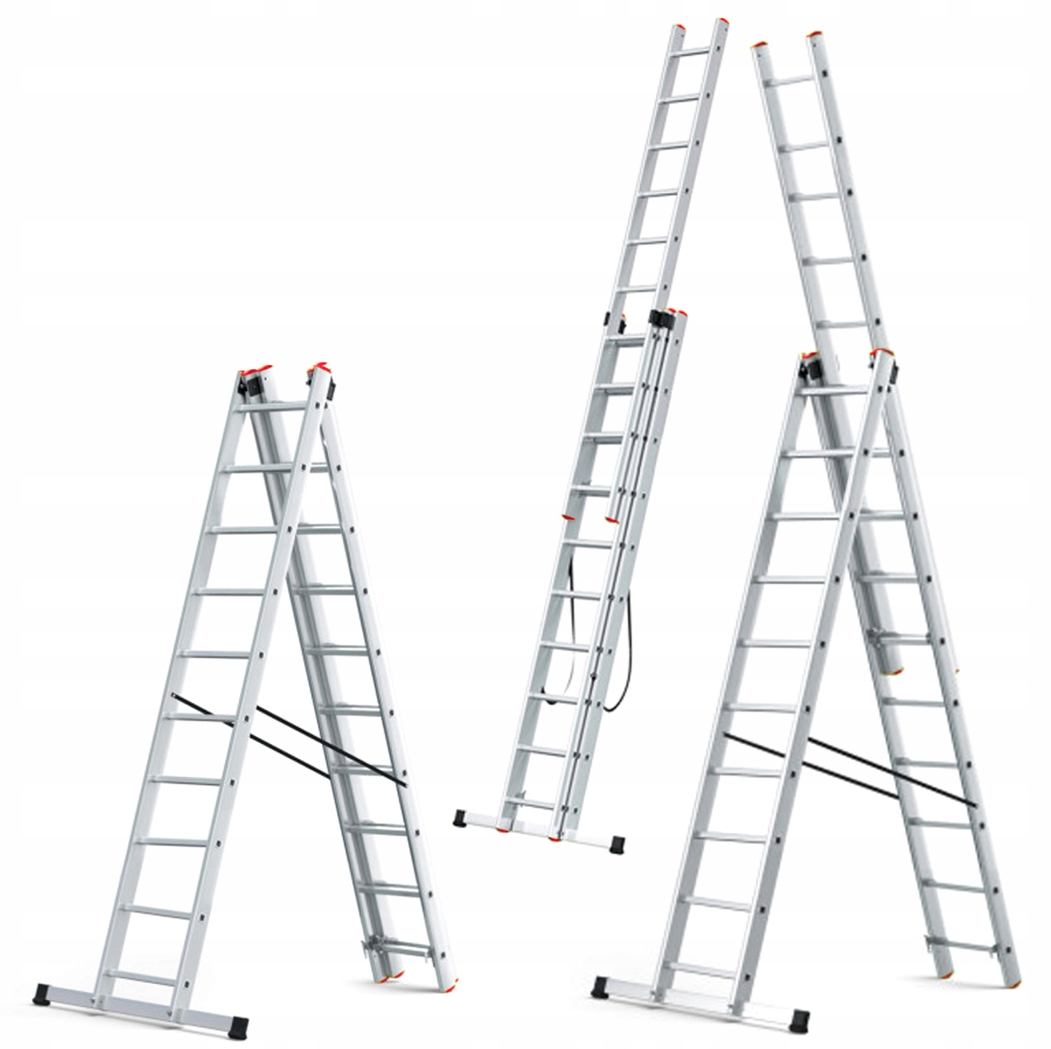 Drabina aluminiowa wielofunkcyjna 3x10 HIGHER na schody PRO + GRATIS