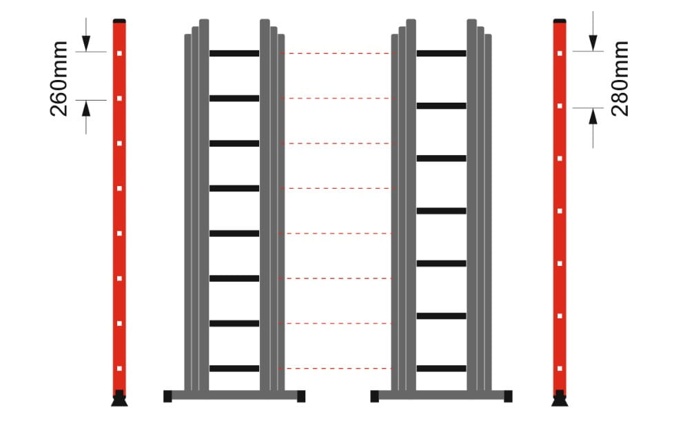 Drabina aluminiowa wielofunkcyjna 3x12 na schody HIGHER 150kg uniwersalna — 5