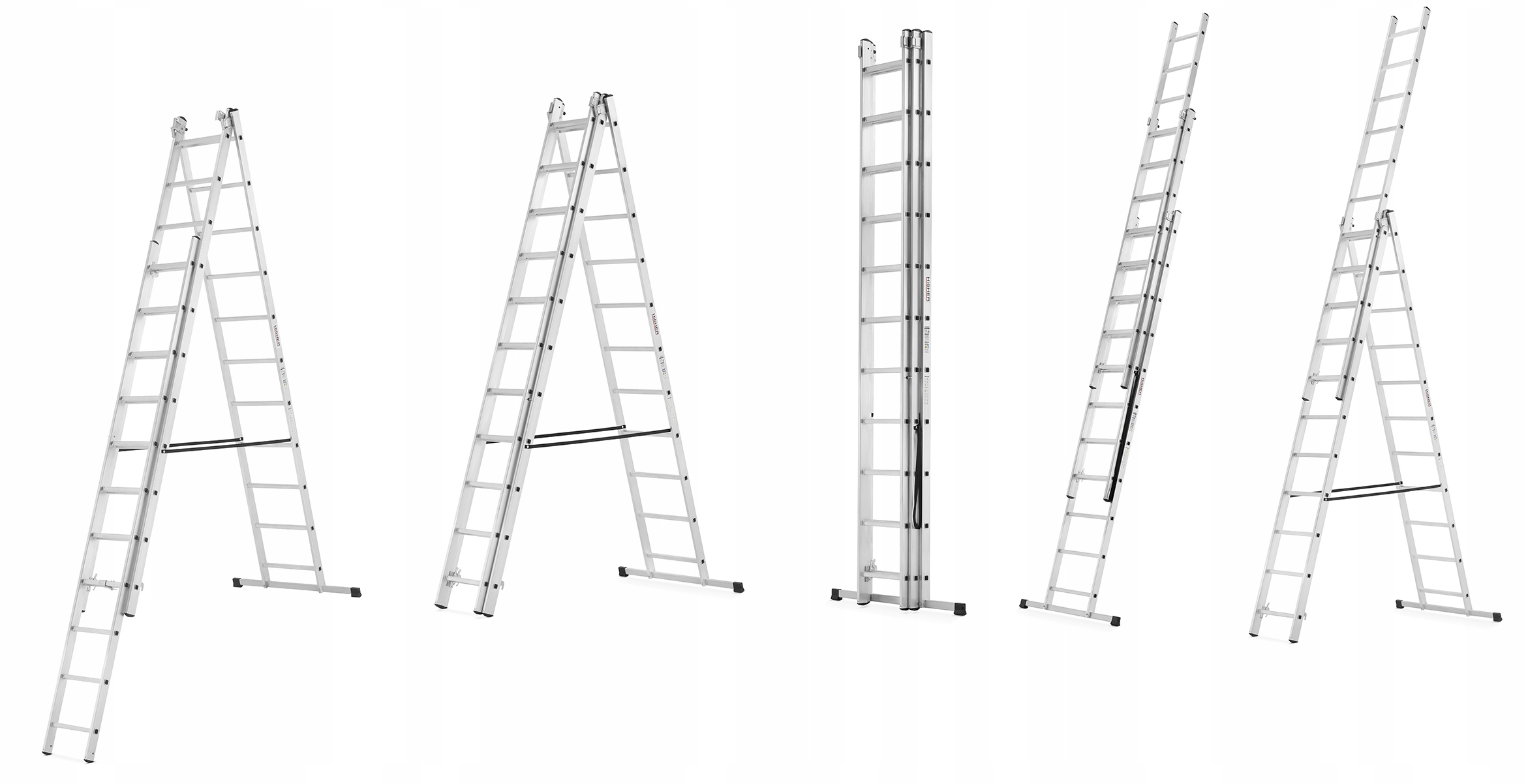Drabina aluminiowa wielofunkcyjna 3x11 HIGHER uniwersalna BASIC + GRATIS — 4