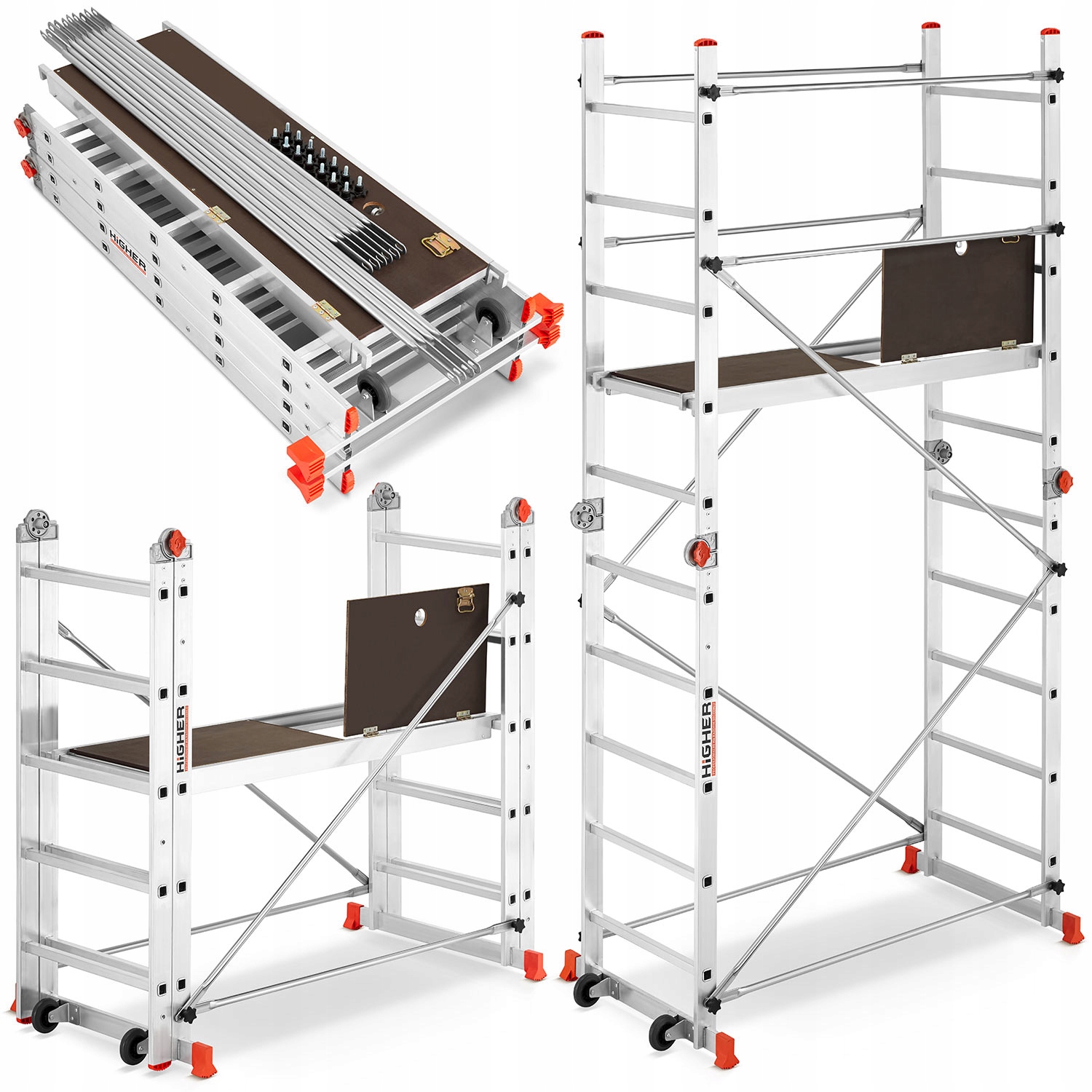 Rusztowanie aluminiowe przegubowe jezdne HIGHER Acro-Twin 3,90m 4w1