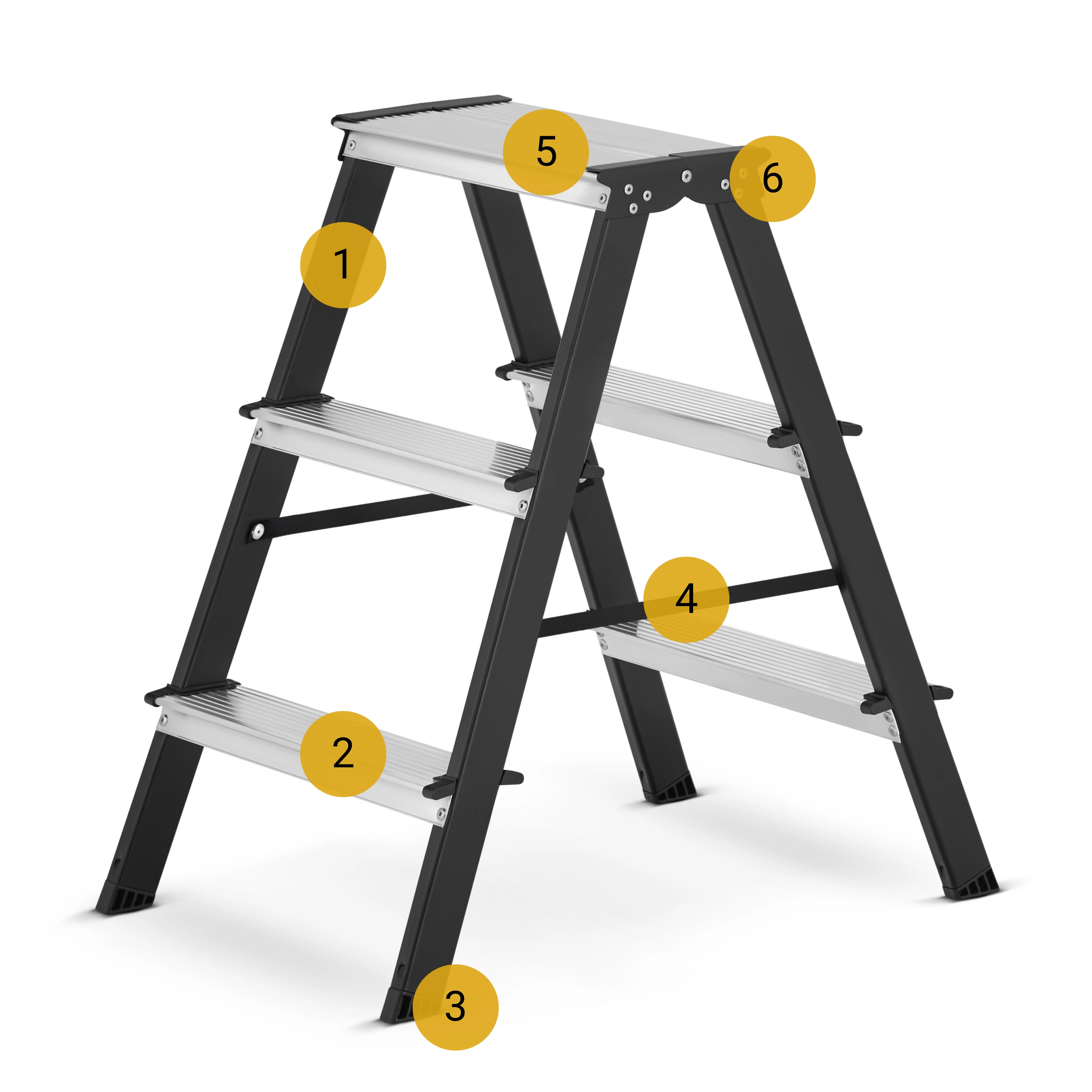 Drabina domowa stalowa dwustronna składana HIGHER 2x3 stopnie 150kg — 8