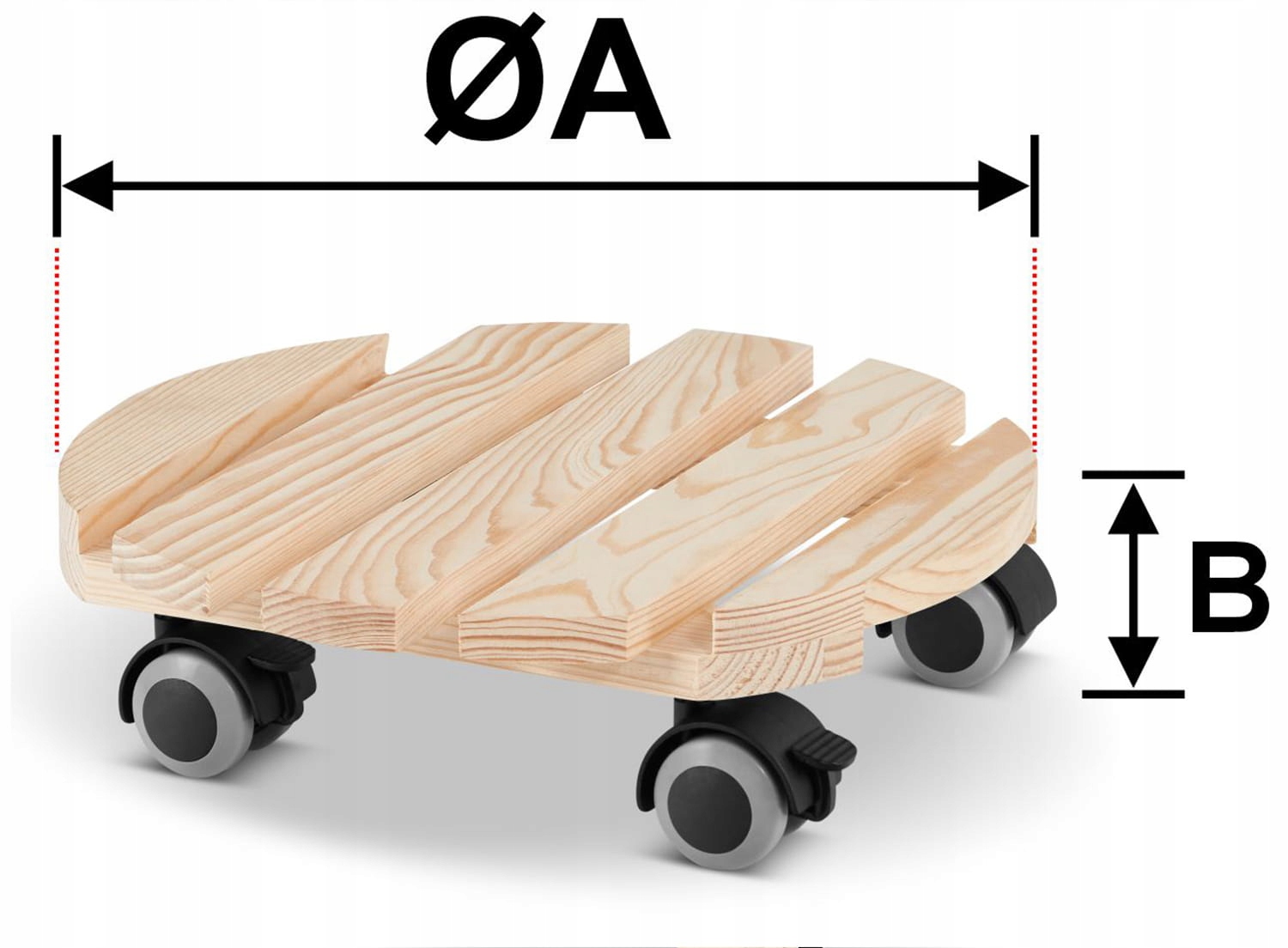 Podstawka drewniana okrągła pod donice doniczkę meble platforma kółka — 6