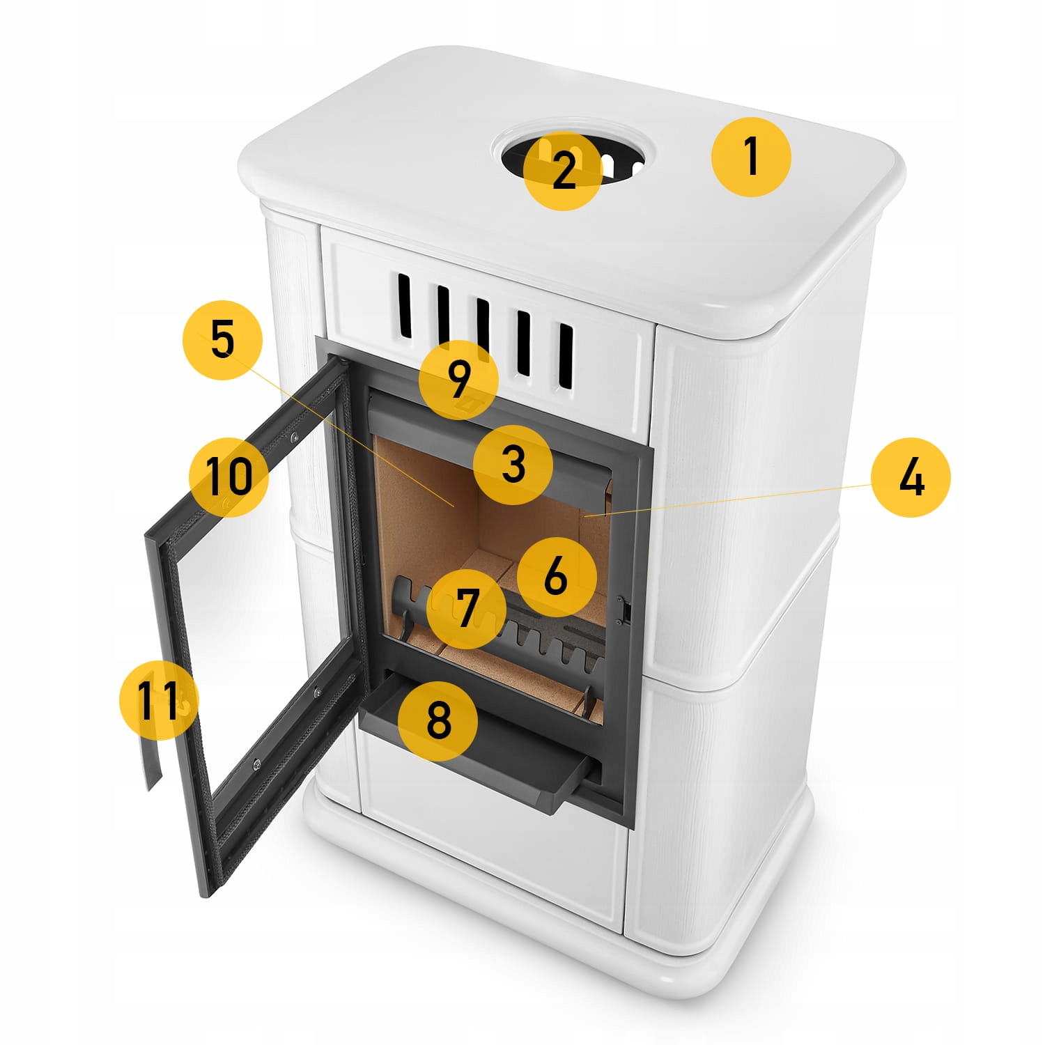 Piec kominek kaflowy piecyk koza wkład kominkowy OLBIA Ivory 6,3 kW CDP — 7