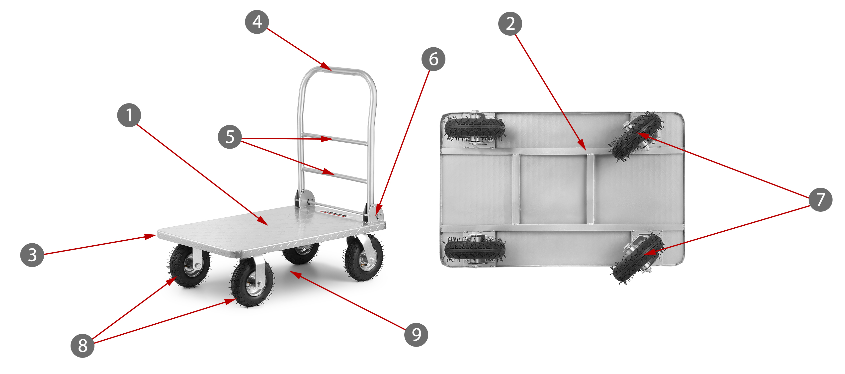 Wózek platformowy transportowy magazynowy Monster 500 kg by HIGHER — 5