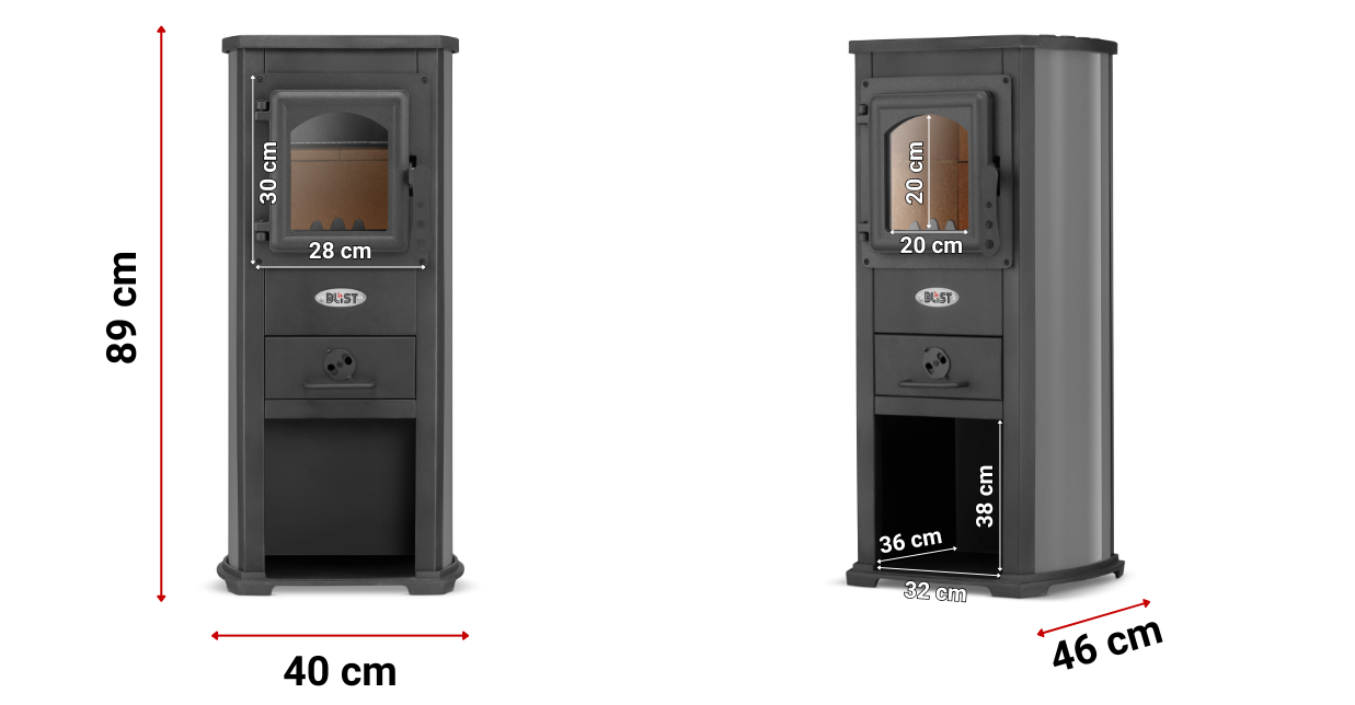 Piec żeliwny koza kominek BLIST EKONOMIK / BERNA LUX 5,3 kW ANTRACYT — 5
