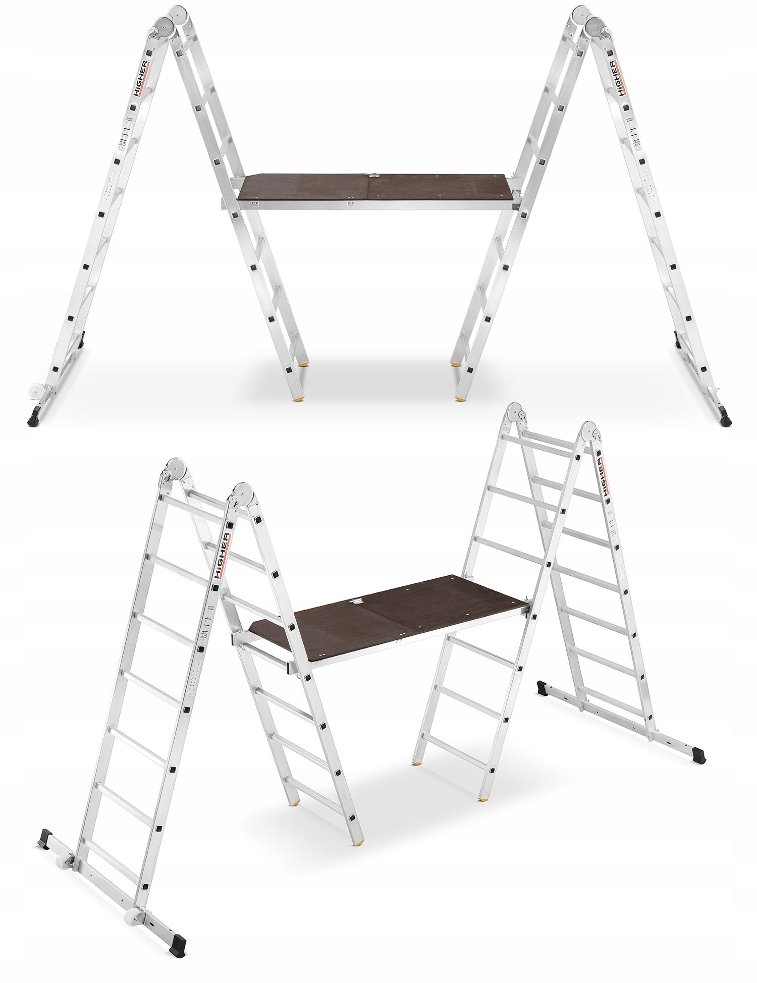 Rusztowanie aluminiowe drabinowe przegubowe jezdne HIGHER DR 2x7 4,0m 150kg — 11