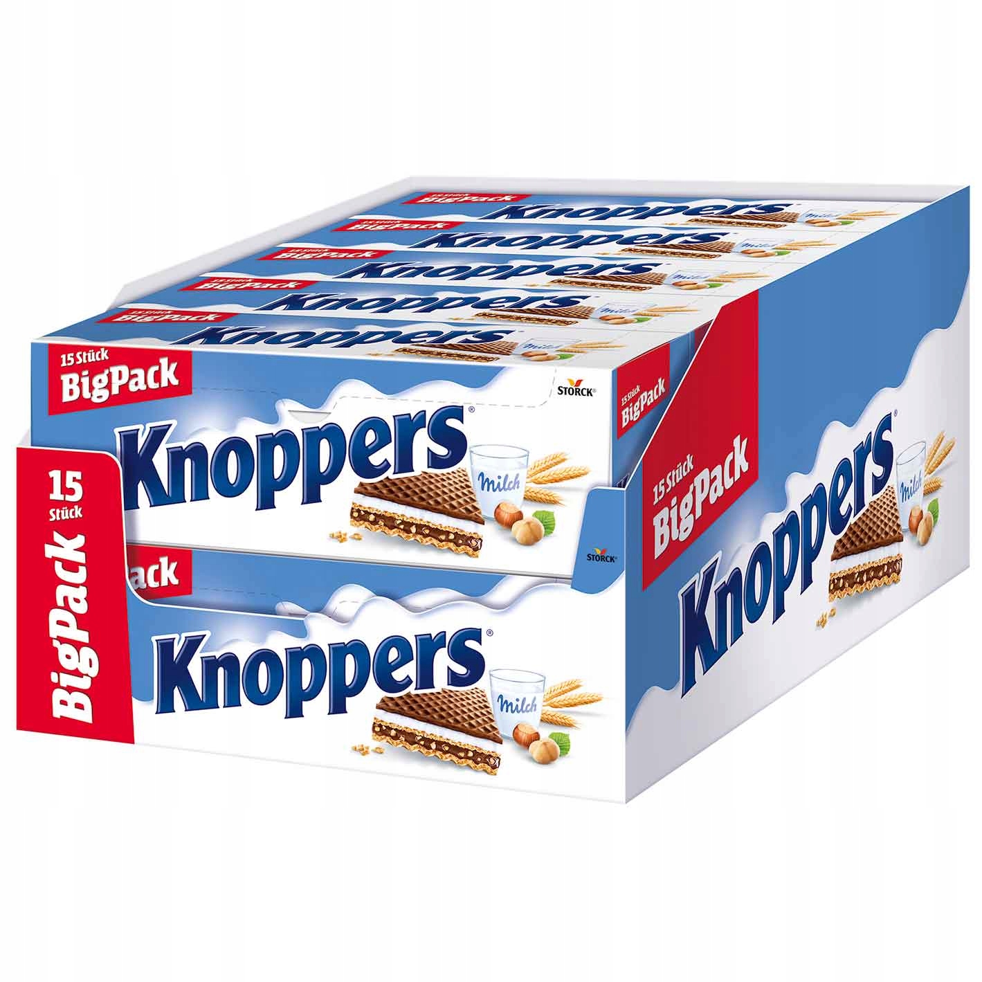 Knoppers Big Pack wafelki orzechowe kakaowe z kremem z Niemiec 15x25g — 3