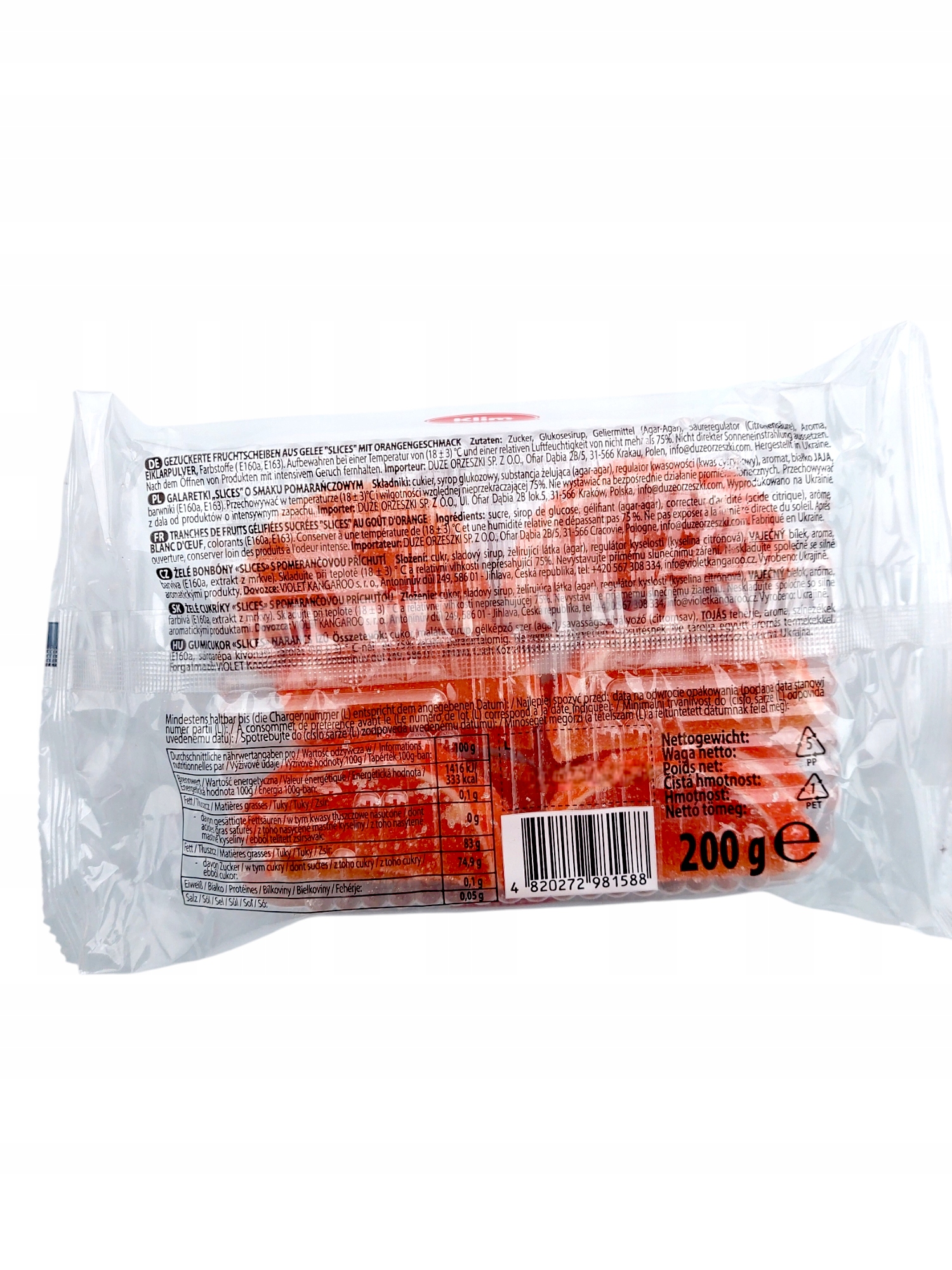 Galaretki Slices KLIM 200g Pomaranczowe — 2