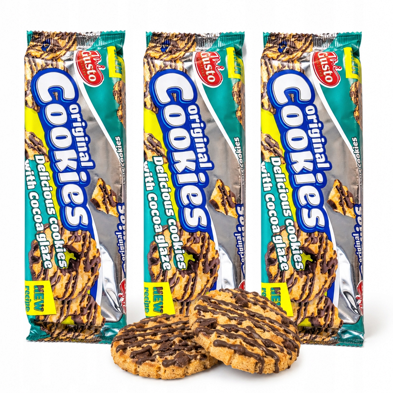 Ciastka kruche Gusto Italiano 3x100g z polewą czekoladową