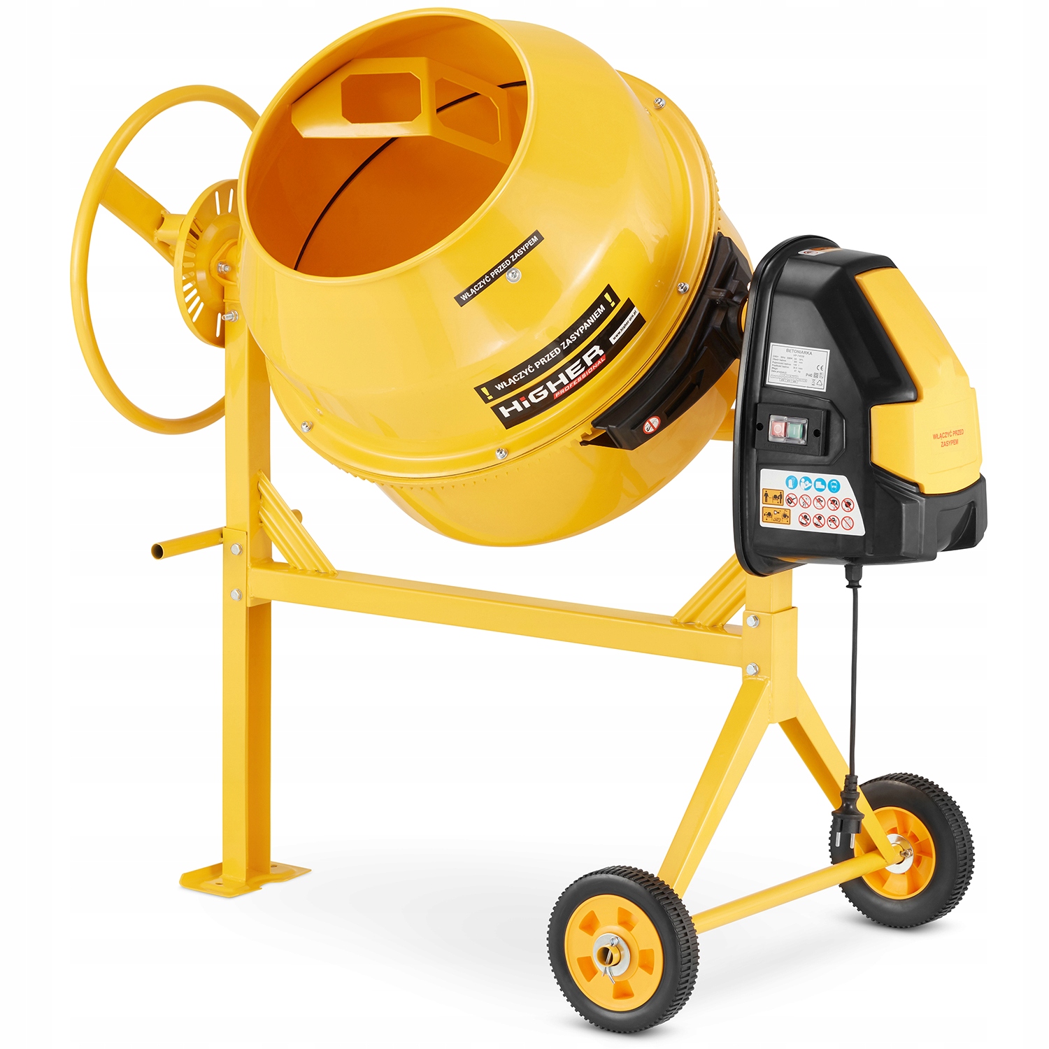 Betoniarka budowlana HIGHER mieszarka 120L 650W 230V żeliwny wieniec — 2