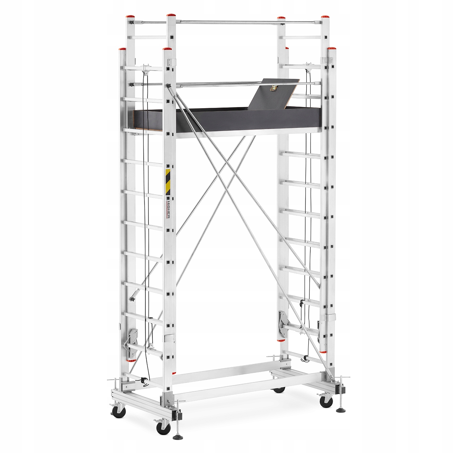 Rusztowanie aluminiowe jezdne wysuwane z linką składane HIGHER 2x13 7,3m